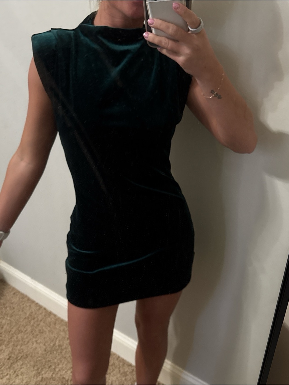 Steve Madden Dark Green Velvet Mini Dress